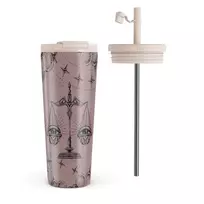 Kelioninis puodelis Burga Libra - Travel Mug, 700 ml / Flap & Straw Set / Pink