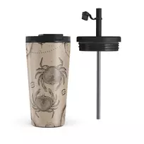 Kelioninis puodelis Burga Cancer - Travel Mug, 500 ml / Flap & Straw Set / Beige