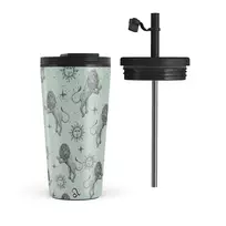 Kelioninis puodelis Burga Leo - Travel Mug, 500 ml / Flap & Straw Set / Turquoise