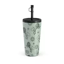 Kelioninis puodelis Burga Leo - Travel Mug, 500 ml / Straw / Turquoise