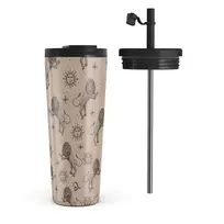 Kelioninis puodelis Burga Leo - Travel Mug, 700 ml / Flap & Straw Set / Beige