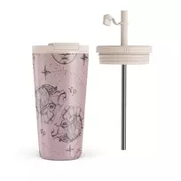 Kelioninis puodelis Burga Capricorn - Travel Mug, 500 ml / Flap & Straw Set / Pink