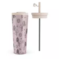 Kelioninis puodelis Burga Leo - Travel Mug, 700 ml / Flap & Straw Set / Pink