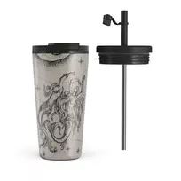 Kelioninis puodelis Burga Virgo - Travel Mug, 500 ml / Flap & Straw Set / Nude