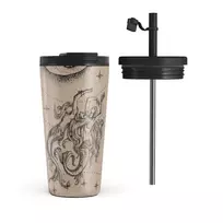 Kelioninis puodelis Burga Virgo - Travel Mug, 500 ml / Flap & Straw Set / Beige