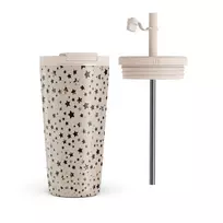 Kelioninis puodelis Burga Sparkling Tiara - Stars Travel Mug, 500 ml / Flap & Straw Set