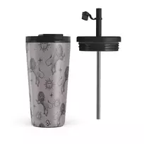 Kelioninis puodelis Burga Leo - Travel Mug, 500 ml / Flap & Straw Set / Purple