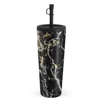 Kelioninis puodelis Burga Make A Wish - Gold Marble Travel Mug, 700 ml / Straw