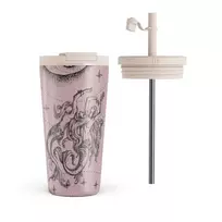 Kelioninis puodelis Burga Virgo - Travel Mug, 500 ml / Flap & Straw Set / Pink