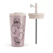 Kelioninis puodelis Burga Scorpio - Travel Mug, 500 ml / Flap & Straw Set / Pink