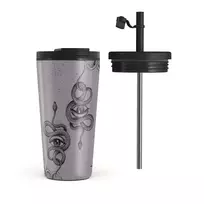 Kelioninis puodelis Burga Gemini - Travel Mug, 500 ml / Flap & Straw Set / Purple