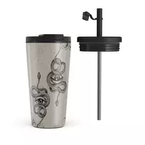 Kelioninis puodelis Burga Gemini - Travel Mug, 500 ml / Flap & Straw Set / Nude