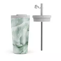 Kelioninis puodelis Burga Pistachio Cheesecake - Green Travel Mug, 500 ml / Flap & Straw Set