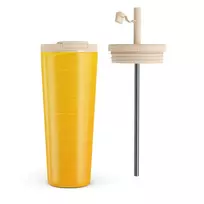 Kelioninis puodelis Burga Canary Yellow - Snake Skin Travel Mug, 700 ml / Flap & Straw Set