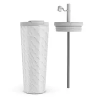 Kelioninis puodelis Burga Glacial Desert - White Snakeskin Travel Mug, 700 ml / Flap & Straw Set