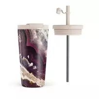 Kelioninis puodelis Burga Purple Skies - Marble Travel Mug, 500 ml / Flap & Straw Set