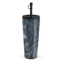 Kelioninis puodelis Burga Navy Trench - Blue Travel Mug, 700 ml / Straw