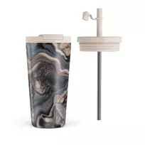 Kelioninis puodelis Burga Enchanted Mirror - Marble Travel Mug, 500 ml / Flap & Straw Set