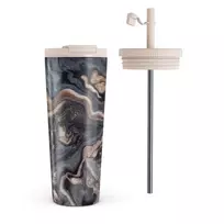 Kelioninis puodelis Burga Enchanted Mirror - Marble Travel Mug, 700 ml / Flap & Straw Set
