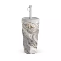 Kelioninis puodelis Burga Snowstorm - Grey Marble Travel Mug, 500 ml / Straw