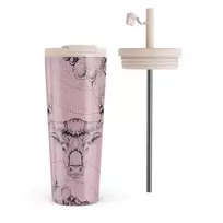 Kelioninis puodelis Burga Taurus - Travel Mug, 700 ml / Flap & Straw Set / Pink