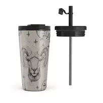 Kelioninis puodelis Burga Aries - Travel Mug, 500 ml / Flap & Straw Set / Nude