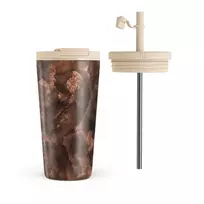 Kelioninis puodelis Burga Toasted Chestnut - Brown Travel Mug, 500 ml / Flap & Straw Set