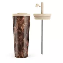 Kelioninis puodelis Burga Toasted Chestnut - Brown Travel Mug, 700 ml / Flap & Straw Set