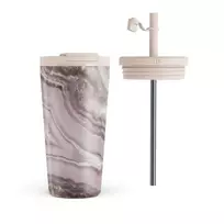 Kelioninis puodelis Burga Golden Taupe - Fashion Travel Mug, 500 ml / Flap & Straw Set