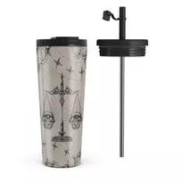 Kelioninis puodelis Burga Libra - Travel Mug, 700 ml / Flap & Straw Set / Nude