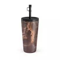 Kelioninis puodelis Burga Fire Wood - Brown Marble Travel Mug, 500 ml / Straw