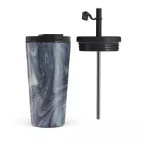 Kelioninis puodelis Burga Navy Trench - Blue Travel Mug, 500 ml / Flap & Straw Set
