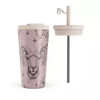 Kelioninis puodelis Burga Aries - Travel Mug, 500 ml / Flap & Straw Set / Pink