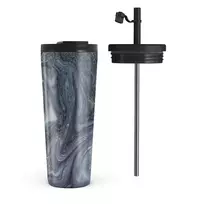Kelioninis puodelis Burga Navy Trench - Blue Travel Mug, 700 ml / Flap & Straw Set