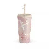 Kelioninis puodelis Burga Golden Coral - Pink Travel Mug, 500 ml / Straw