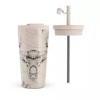 Kelioninis puodelis Burga Taurus - Travel Mug, 500 ml / Flap & Straw Set / Nude