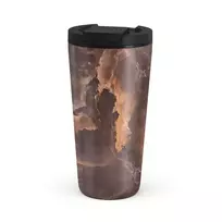 Kelioninis puodelis Burga Fire Wood - Brown Marble Travel Mug, 500 ml / Flap