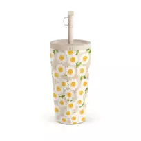 Kelioninis puodelis Burga Pure Bliss - Daisy Travel Mug, 500 ml / Straw