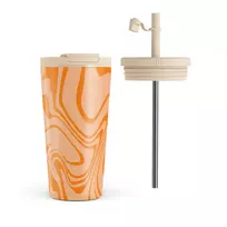 Kelioninis puodelis Burga High Vibrations - Color Swirl Travel Mug, 500 ml / Flap & Straw Set