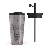 Kelioninis puodelis Burga Aries - Travel Mug, 500 ml / Flap & Straw Set / Purple