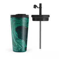 Kelioninis puodelis Burga Emerald Pool - Elegant Travel Mug, 500 ml / Flap & Straw Set