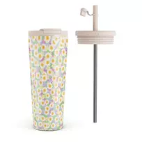 Kelioninis puodelis Burga Be Kind - Aesthetic Travel Mug, 700 ml / Flap & Straw Set