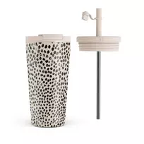 Kelioninis puodelis Burga Almond Latte - Cute Travel Mug, 500 ml / Flap & Straw Set