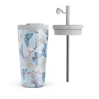 Kelioninis puodelis Burga Give Me Butterflies - Travel Mug, 500 ml / Flap & Straw Set