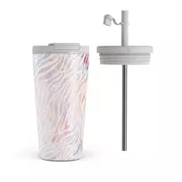 Kelioninis puodelis Burga Sultry July - Zebra Travel Mug, 500 ml / Flap & Straw Set