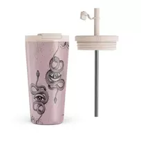 Kelioninis puodelis Burga Gemini - Travel Mug, 500 ml / Flap & Straw Set / Pink