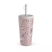 Kelioninis puodelis Burga Poolside Glam - Snakes Travel Mug, 500 ml / Straw