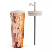Kelioninis puodelis Burga Pumpkin Spice - Orange Travel Mug, 700 ml / Flap & Straw Set