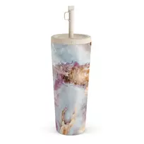 Kelioninis puodelis Burga Frozen Leaves - Cute Marble Travel Mug, 700 ml / Straw