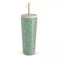 Kelioninis puodelis Burga Lush Meadows - Floral Travel Mug, 700 ml / Straw